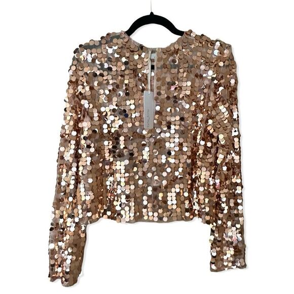 Forte Forte Macro paillettes top rose sequined blouse designer Italy Sz 1 S New - Picture 7 of 12